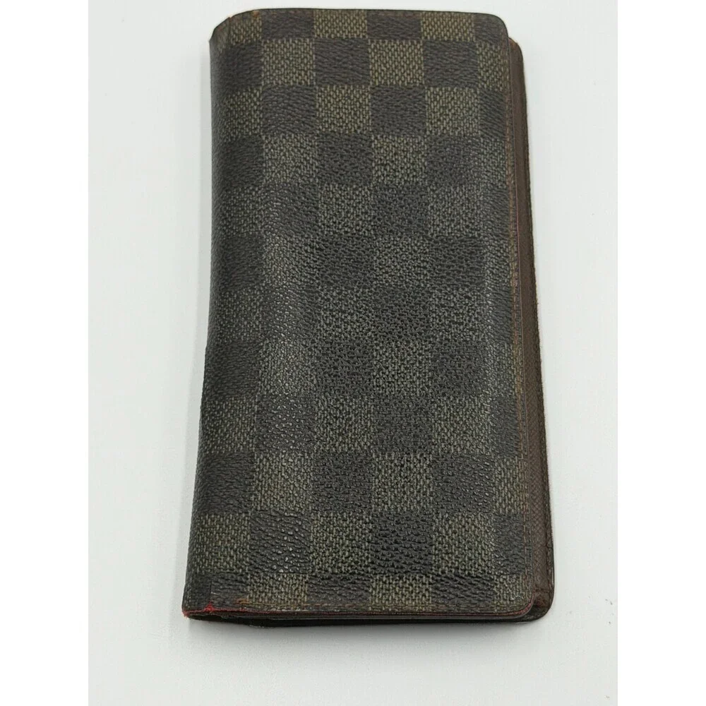 Authentic Louis Vuitton Vintage Brazza Wallet Men's Brown Damier Graphite Zip
